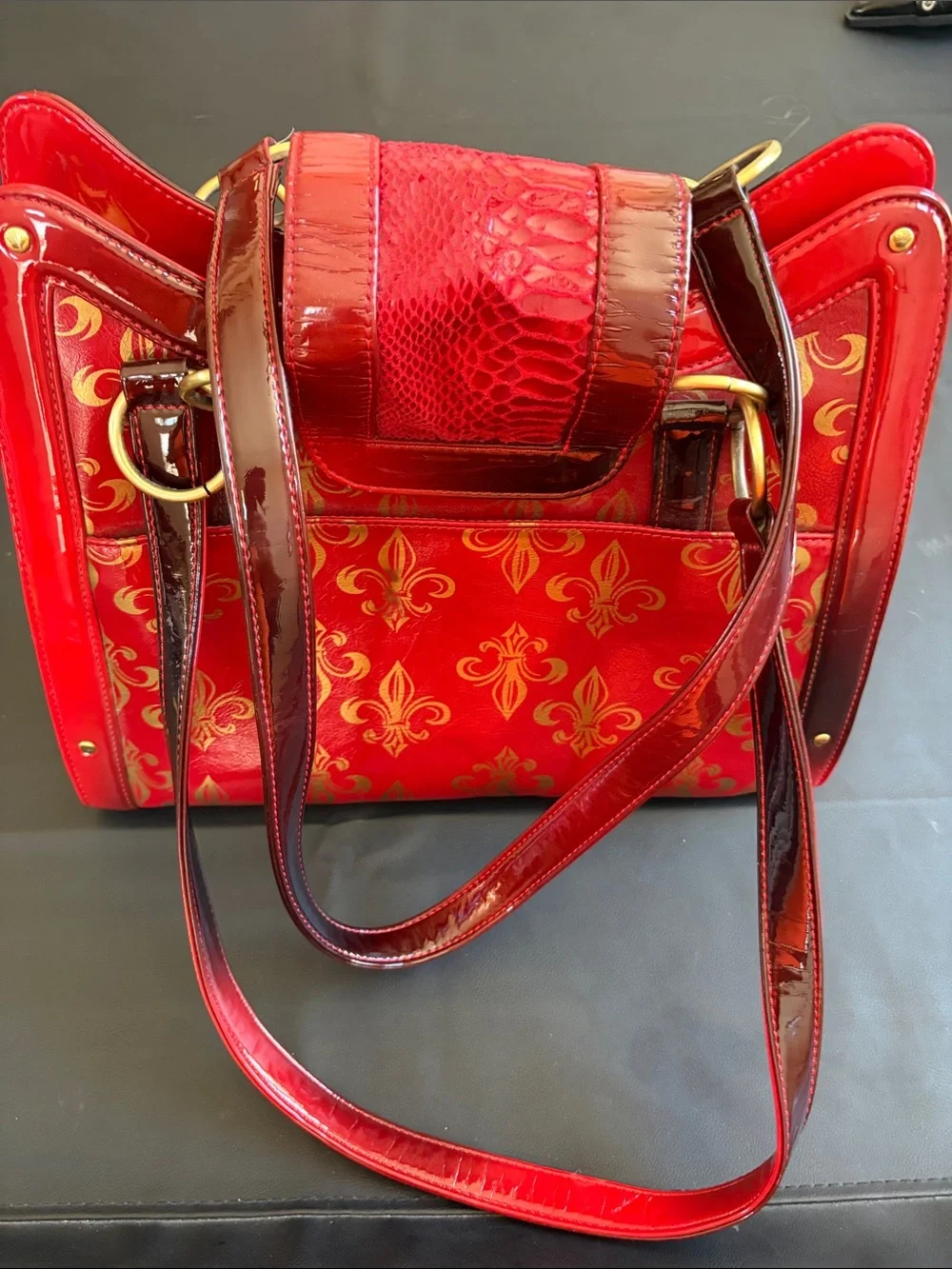 Chrome Bones Adrian Beyaz Fleur De CA Red Luxury Pet Carrier Dog Cat Travel NWT - Picture 6 of 15